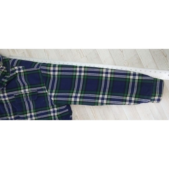 LL Bean Men's 2XL Tall Blue Flannel Plaid Fleece Lined Shirt Jacket XXL Shacket - Picture 10 of 11